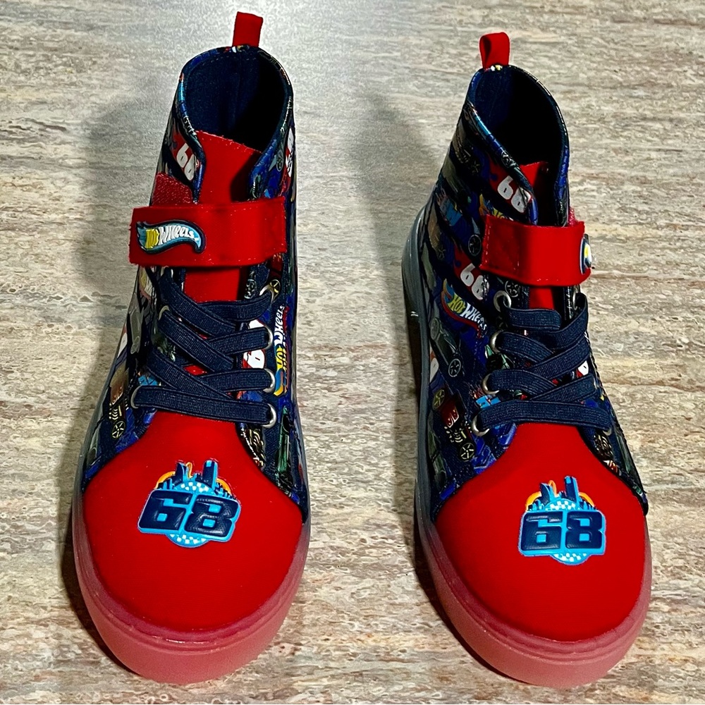 NWOB Hot Wheels light up high top sneakers for toddlers